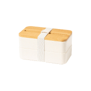 Lunch box en plastique PP - couvercle en bambou avec support téléphone - 2 compartiments de 700 ml avec couverts inclus_3