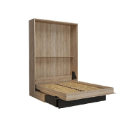 Lit escamotable style industriel KEY SOFA - 140x200 cm - Chêne naturel - Canapé 2 places avec tiroirs - Anthracite_3