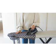 Table à repasser taille B -124 x 38 cm, pour fer vapeur - Denim Grey avec repose-fer à vapeur pour gauchers et droitiers_3