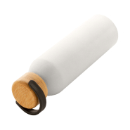 Bouteille en aluminium - couvercle en bambou - 600 ml - couleur blanche_3