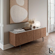 Meuble Bloom finition ébénisterie - Quadrifoglio - Anthracite, 4 cases, Ceram veiné blanc, Noyer américain, Noyer américain_3