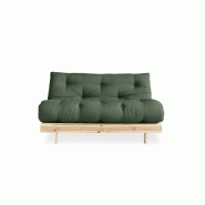 Canapé convertible futon ROOTS - pin naturel - coloris vert olive - couchage 140x200 cm - design scandinave et japonais_3