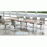 Table de réunion rectangulaire modèle X5 - Officity - Blanc, Orme, 320_3