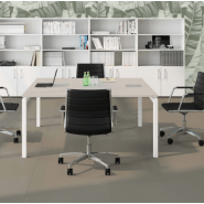 Bureau d'entreprise open space sobre et élégante - TÉOS Columbia avec pieds fixes ou réglables, plateau antibactérien et gestion des câbles_3