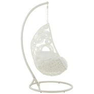 Fauteuil suspendu VANA - Aluminium et roseau blanc - Intérieur/extérieur - Bohème chic - Capacité 125 kg_3