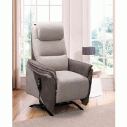Fauteuil relax releveur électrique Zilia - bi-moteur, microfibre mastic/brun taupé - têtière ajustable_3