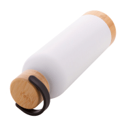 Thermos - Bouteille isotherme double paroi en acier inoxydable avec couvercle et base en bambou - 500 ml_3