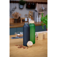 Gourde en verre givré - bouchon en bambou - 500 ml - couleur verte_3