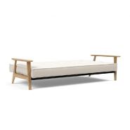 Canapé-lit design Innovation Living Splitback Frej - Convertible 115x210 cm - Accoudoirs bois - Tissu bouclé Off White_3