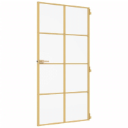 Vidaxl porte intérieure mince doré verre trempé aluminium 155147_3