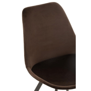 Chaise design RATRI - tissu marron foncé, pieds métal noir - confortable et robuste_3