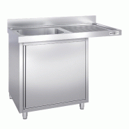 Plonge Inox 1 bac sur placard avec passage lave-vaisselle - P 600 - GGM - 1200 mm bac à gauche_3