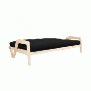 Canapé convertible futon GRAB - Pin naturel - Coloris noir - Couchage 130 x 190 cm - Style scandinave_3