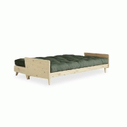 Canapé 3 places convertible INDIE - Style scandinave futon vert olive - Couchage 130x190 cm - Karup_3