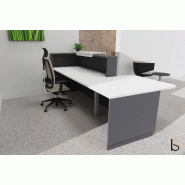 Banque d'accueil Delta Plus avec PMR et réhausse - Mobel Linea - 242, Blanc mat, Gauche, Non, Anthracite_0