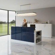 Banque d'accueil avec étagère intégrée Avant - Ofitres - 217, Blanc, Droite, Non, Bleu marine brillant_0