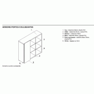 Bibliothèque avec porte coulissante Mito - MDD - Blanc brillant, Sycomore clair_3