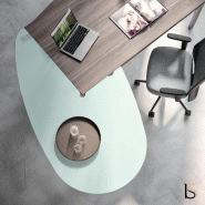 Bureau de direction X time Next avec retour convivialité en verre - Quadrifoglio - 219, Noyer canaletto, Droite_3