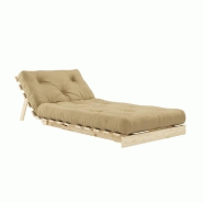 Fauteuil convertible futon ROOTS - pin naturel - coloris beige blé - couchage 90 x 200 cm - design japonais et scandinave_3