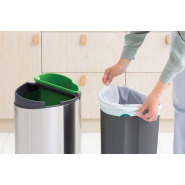 Poubelle Touch Bin New Recycle - 23 + 10 litres - Matt Steel Fingerprint Proof - Idéale pour trier les déchets_3