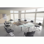 Table de réunion POLYANDRE - Plateau verre - 2 plans droits 180x80 cm - Fabricant CLEN_3