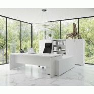 Bureau monochrome TAK avec rangement intégré - Mobel Linea - 185, Blanc, Gauche_0