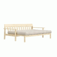 Canapé convertible futon UNWIND en pin naturel - ivoire - 130 x 190 cm - style scandinave_3