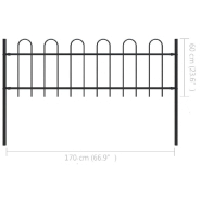 Vidaxl clôture de jardin avec dessus en cerceau acier 1,7 m noir 144928_3