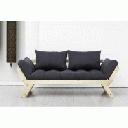 Banquette méridienne futon BEBOP - Pin naturel - Coloris gris foncé - Couchage 75x200 cm - Convertible et design_3