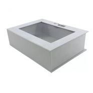 Boîte cadeau pliable avec fenêtre PVC gravée en relief - estampillage chaud - fermeture ruban - 20*15*6 cm_3