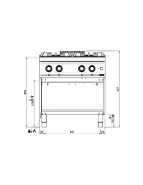 Fourneau 4 feux gaz - Flex Burner haute puissance 7 kW et 3x11 kW - Modèle IPX5 MBM_3