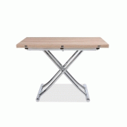 Table basse relevable extensible Trendy en mélaminé chêne clair - Pied chromé - Dimensions 110 x 70/140 cm_3