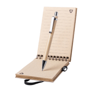 Carnet de notes à spirales en bambou - 80 feuilles lignées et stylo en bambou - Encre bleue_3