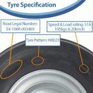 3.50-8 Haybob Rake Turner Wheels H8023 Fitted Rim 25mm Ball Bearings (Set of 4)_3