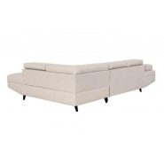 Canapé d'angle méridienne droite RINO convertible beige avec coffre de rangement et pieds laqués noirs_3