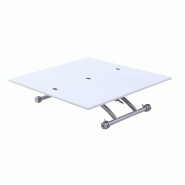 Table basse relevable extensible Hirondelle compacte laquée blanc - 100 x 57/114 cm - Design et gain de place_3