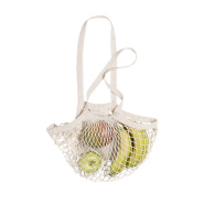 Sac shopping pliable en maille 100% coton - avec anses longues et pochette pliante à cordes - couleur beige_3