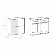 Dressing coulissant Hendrix - 1 porte blanc mat / 1 porte miroir - L 179 cm - Aménagement optimisé avec penderies et étagères_3