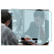 Écran de protection plexiglass transparent - H 95 x L 76 x P 16 cm - Réf : 490790 - Passe-documents et pieds plats_3