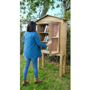 Boîte à livres en bois résineux classe IV - sur pieds - grande capacité de stockage_3