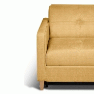 Canapé convertible scandinave 140cm - matelas 16cm - système express - sommier à lattes Renatonisi - tissu tweed jaune_3