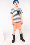 T-shirt rayé marin pour enfant - Poche contrastée - Manches courtes - Réf : K379 - Kariban_3