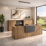Banque d'accueil 2 personnes delta first avec 1 top - MOBEL LINEA - acacia foncé, 364, anthracite_0