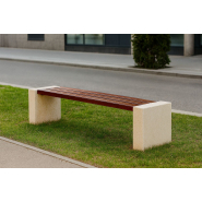 Banc public Florence 438/439 en béton avec ou sans dossier  - Assise lattes en bois Iroko_3