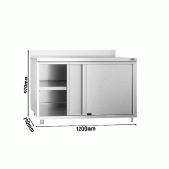 Meuble bas inox adossée P 700 mm avec portes - 1200_3