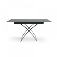 Table basse relevable et extensible Magic-J - Verre noir - Piétement chromé - Réglable en 7 hauteurs_3