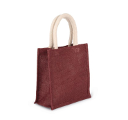 Sac réutilisable style cabas en toile de jute - petit modèle - poignées en coton - Réf: KI0272 - Marque Kimood_3