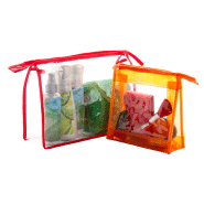 Trousse à maquillage en PVC - avec zip - couleur orange - poids 43,33 gr_3