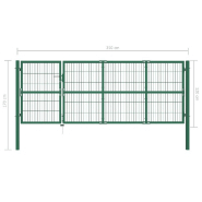 Vidaxl portail de clôture de jardin avec poteaux 350x120 cm acier vert 142570_3