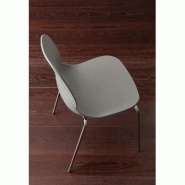 Lot de 4 chaises design SHELL METAL blanches - piétement chromé - pour cuisine et salle à manger_3